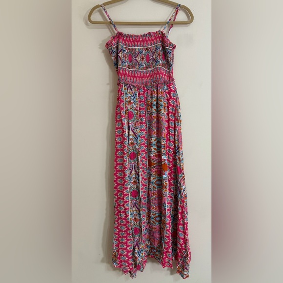 CHICME Fuchsia Pink Bohemian Floral Paisley Patterned Maxi Sundress Size‎ Small - Picture 1 of 10